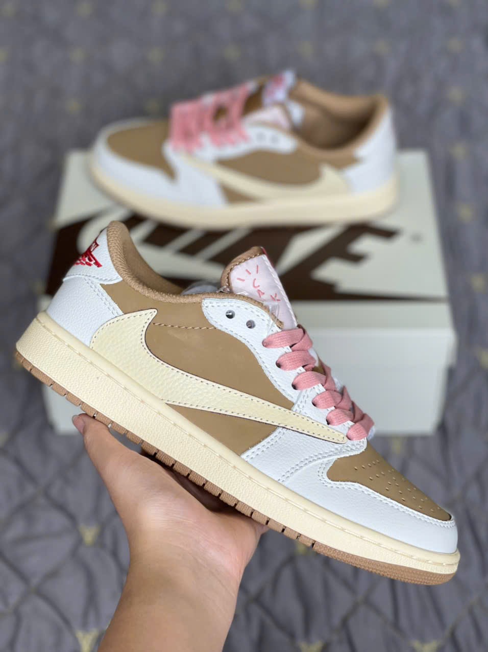 GIÀY JORDAN 1 LOW OG TRAVIS SCOTT BROWN SHY BEST QUALITY